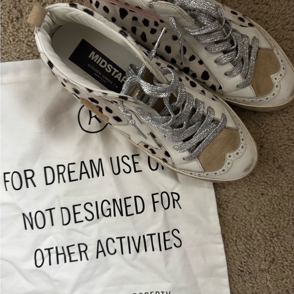 Golden Goose Midstar Sneakers with Leopard Print and Silver Laces